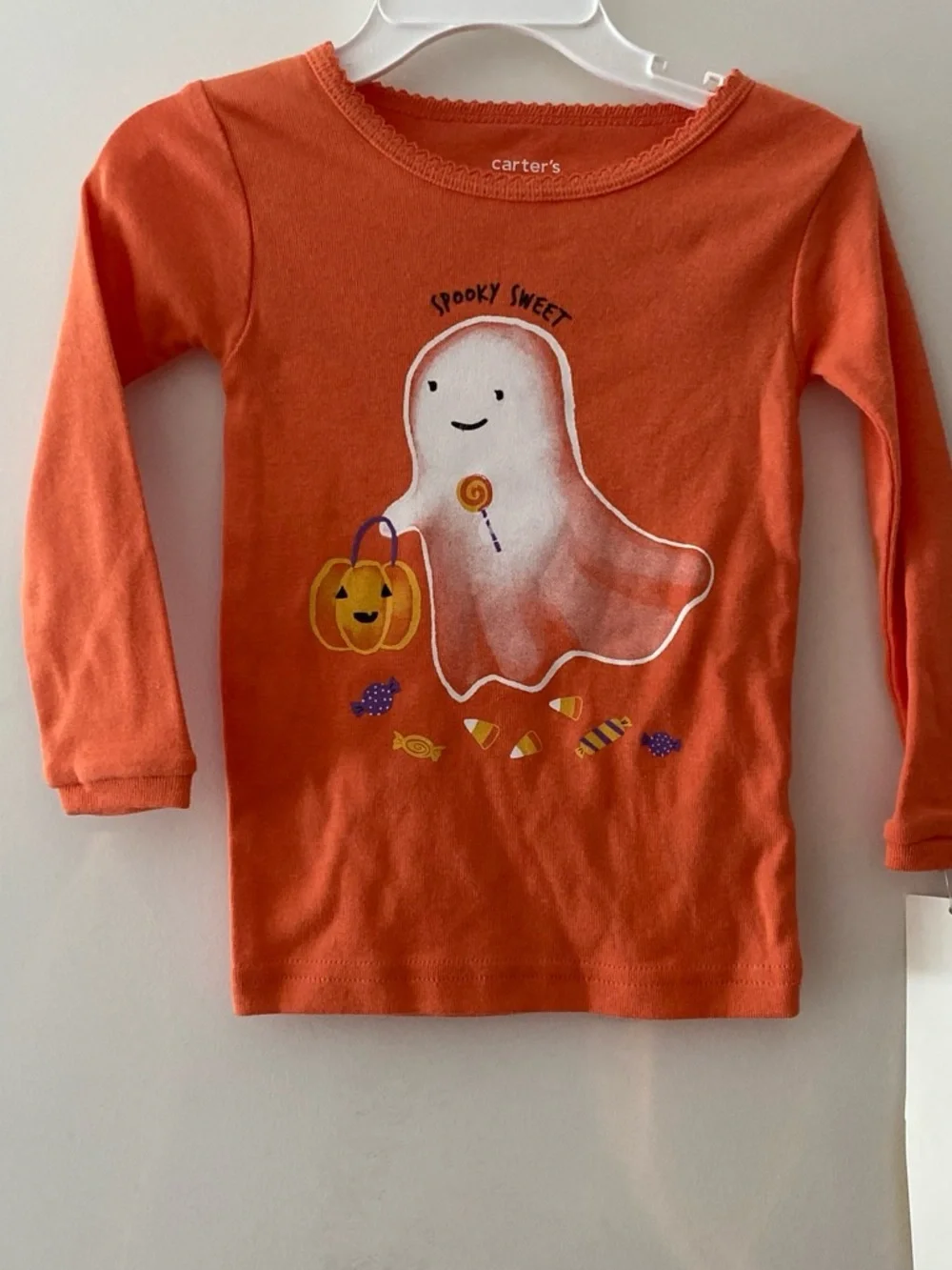 Carter's Orange Ghost Halloween Long Sleeve Tee
